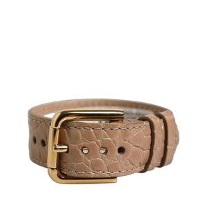 Dolce & Gabbana Brown Embossed Leather Gold Buckle Belt Strap Women's Bracelet